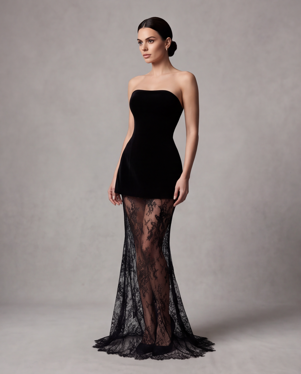 Lace Elegance Strapless Gown