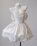 Pearl Draped Mini Wedding Dress