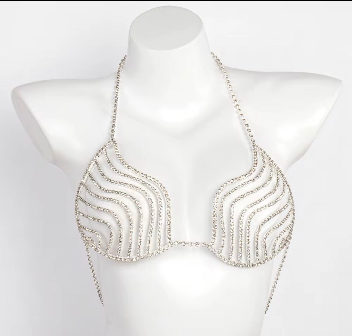 Handmade Rhinestones Bra