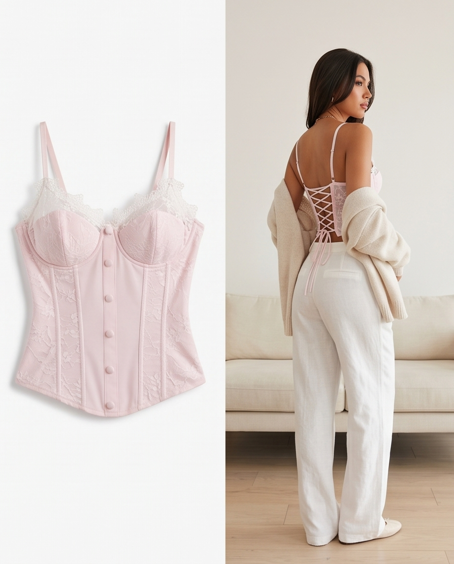 Blush Pink Lace Corset