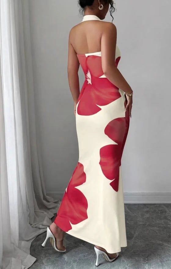 IVORY BLOOM HALTER MAXI DRESS