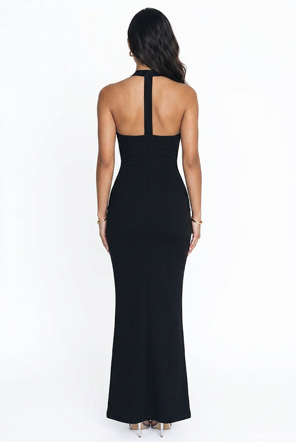 Midnight Muse Halter Maxi Dress