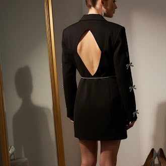 Elegant Bow Detail Blazer Dress