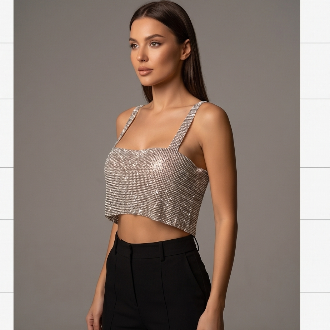 Silver shine crop top